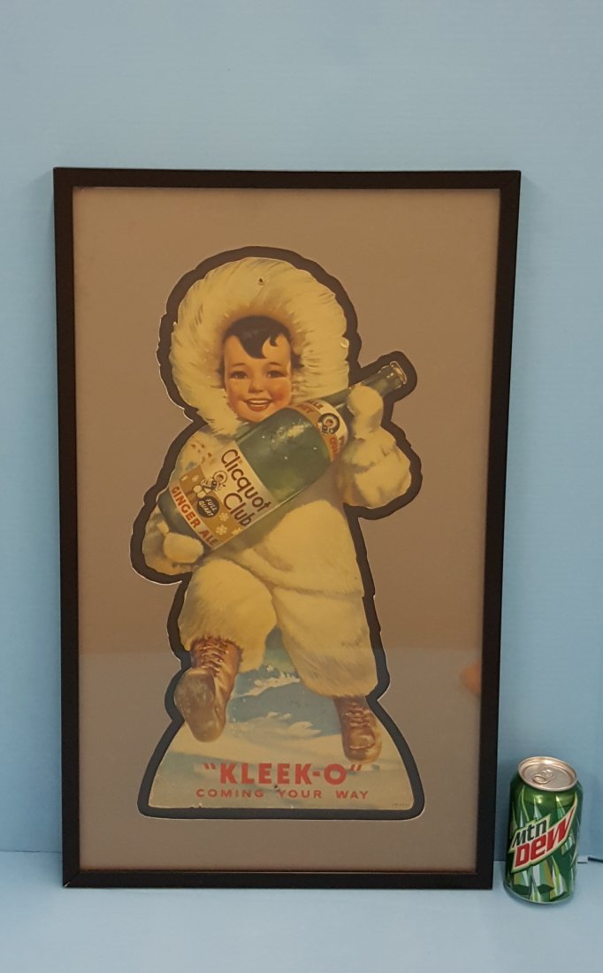 RARE Kleek-O Eskimo Framed Cardboard Sign (1 of 1)