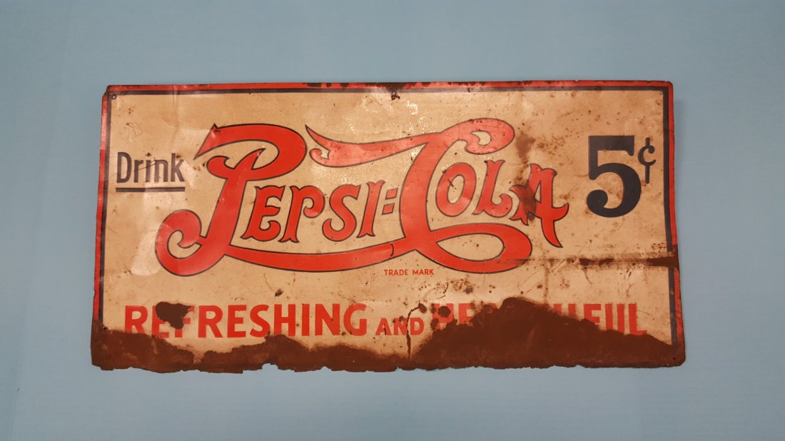 Scarce 1930's Pepsi Cola Tin Sign (1 of 1)