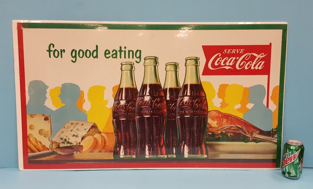 1955 Coca Cola cardboard sign for good eating (1 of 2)