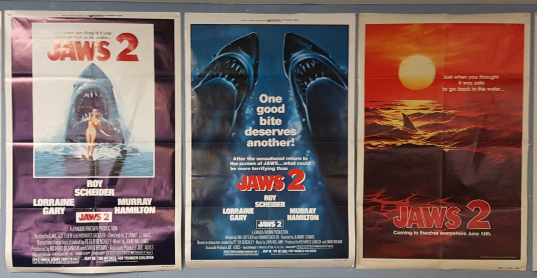 Jaws 2 Teaser 1978 plus 2 Jaws 2 posters 1978 & 1980 (1 of 1)