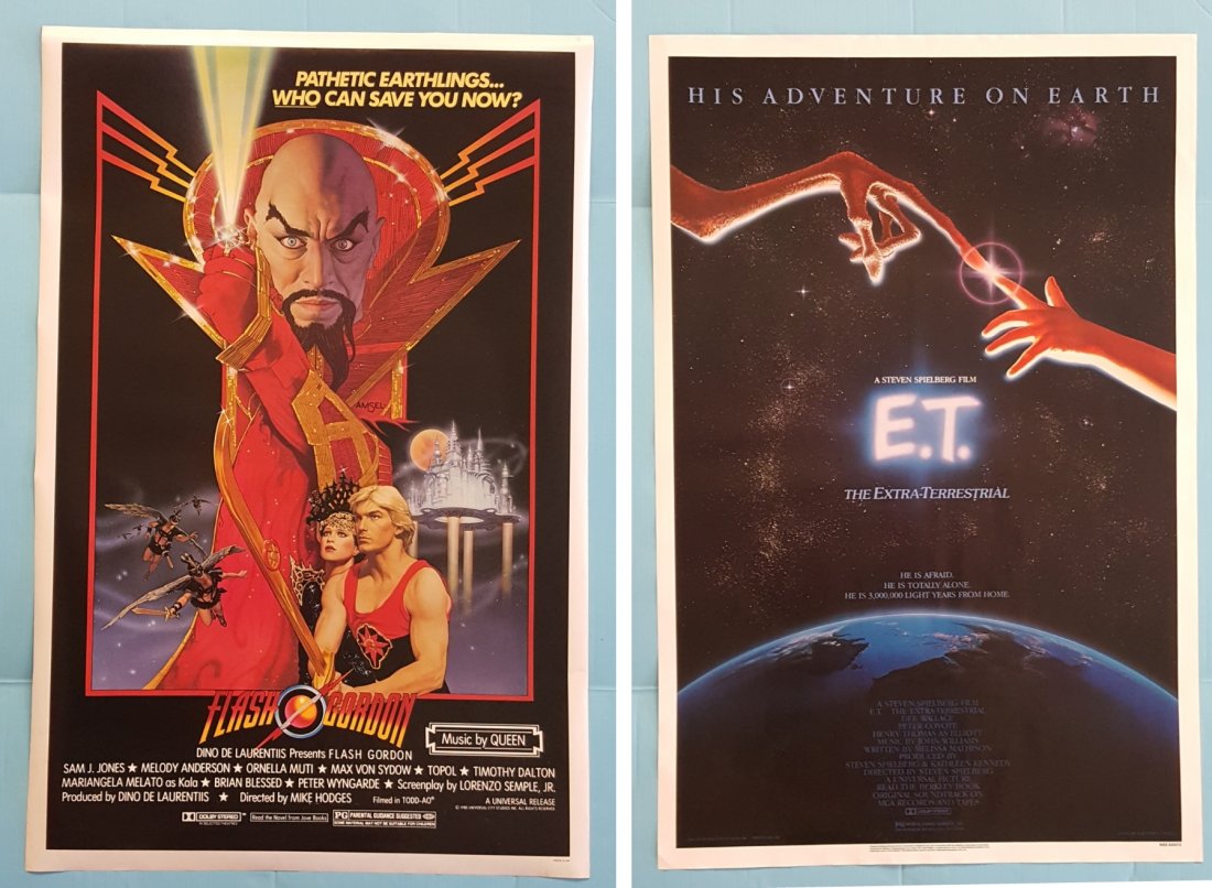 2 One sheets, Flash Gordon (1980) & ET (1982) (1 of 3)