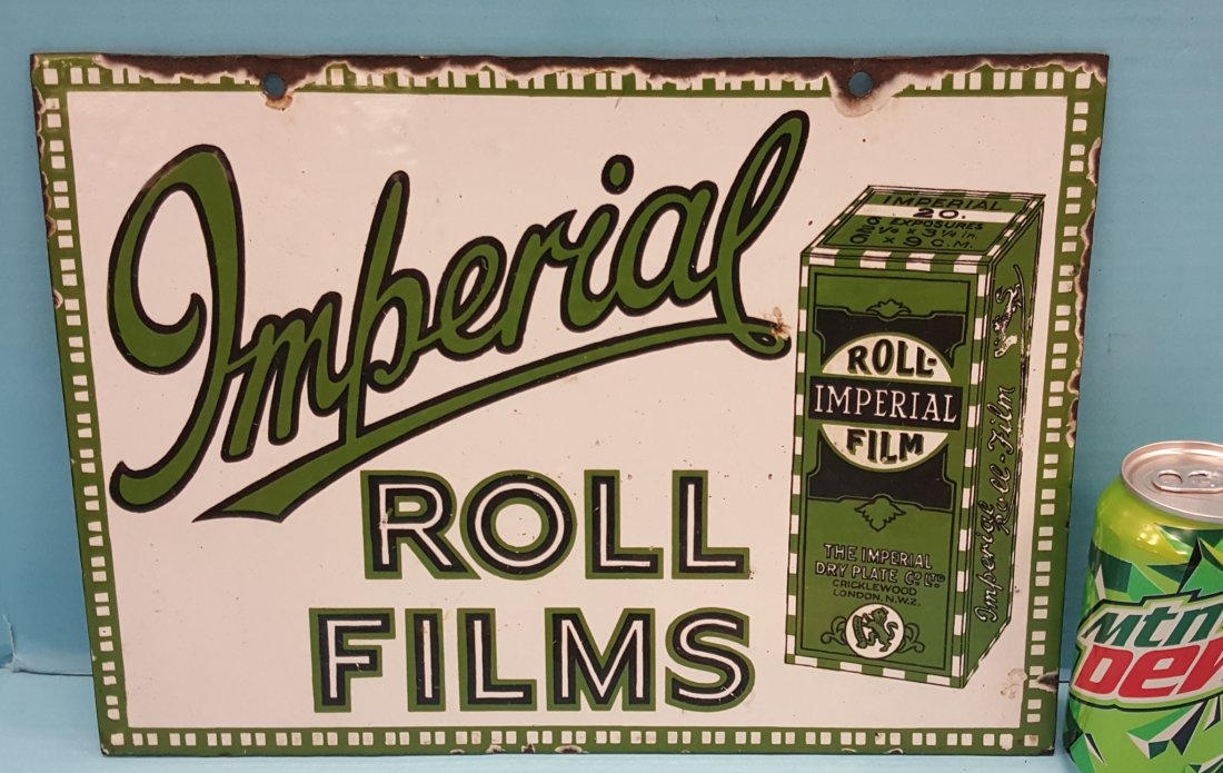 Porcelain Imperial Roll Films Sign (1 of 2)