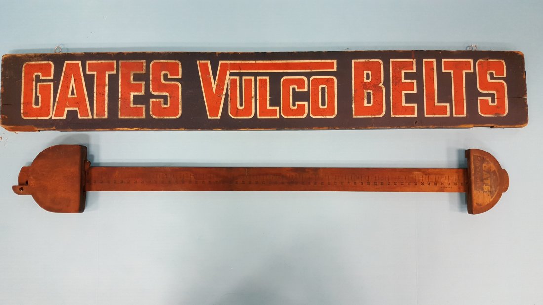 Gates Vulco Belts Wood Sign & Belt Length Finder (1 of 4)