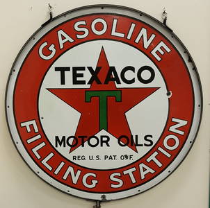 RARE Texaco Gasoline Filling Station Porcelain Sign