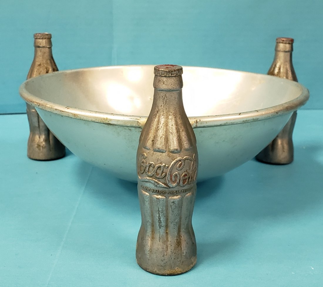 1935 Aluminum Coca Cola Pretzel Bowl: Original Bowl with scuffs and scratches.