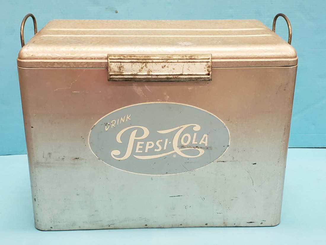 vintage aluminum pepsi cola cooler