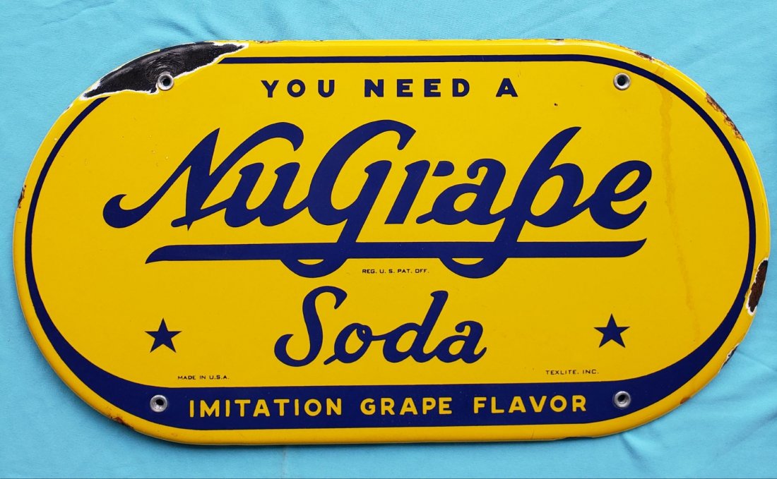 Porcelain NuGrape Oval Sign (1 of 1)