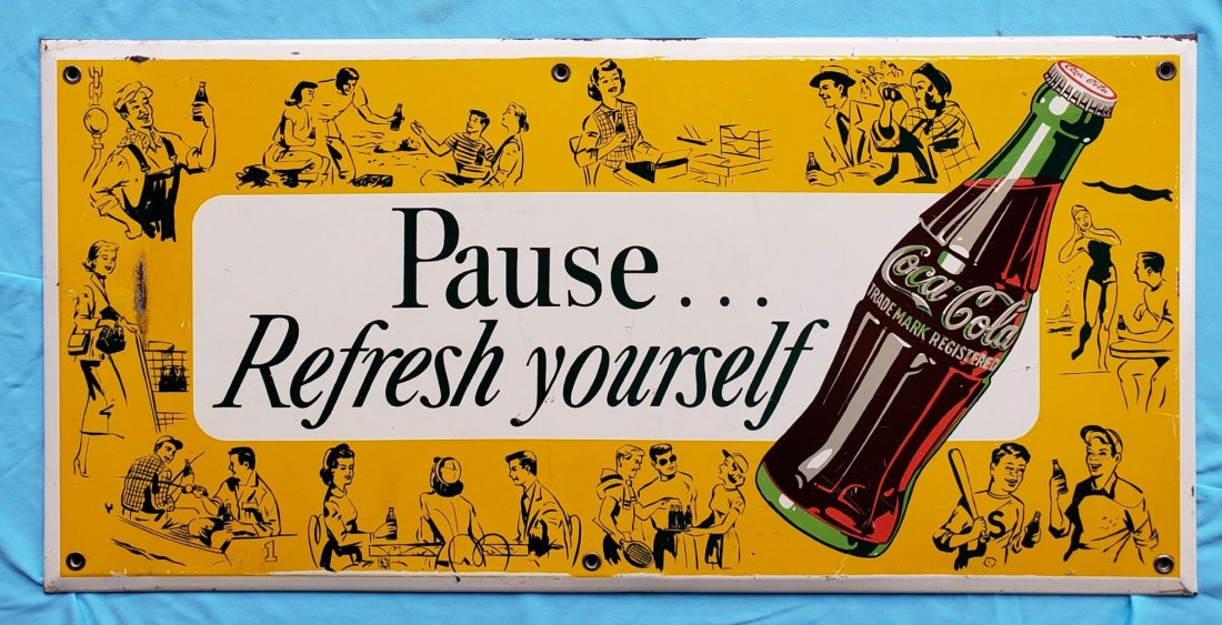 1950's Coca Cola Tin over Cardboard  Sign (1 of 1)
