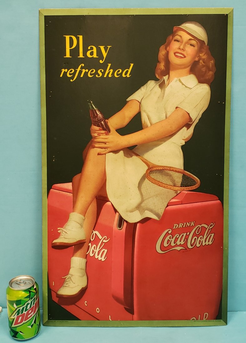 Coca-Cola  B2ポスター PLAY REFRESHED 1949 Play Refreshed Coca Cola Cardboard Sign