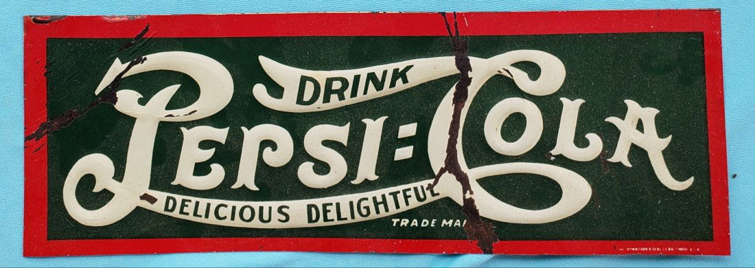 1905 - 1910 Rare Embossed Pepsi Cola tin sign (1 of 1)