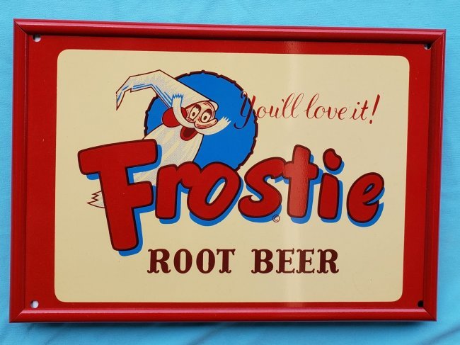 NOS Frostie Root Beer Tin Advertising Sign (1 of 1)