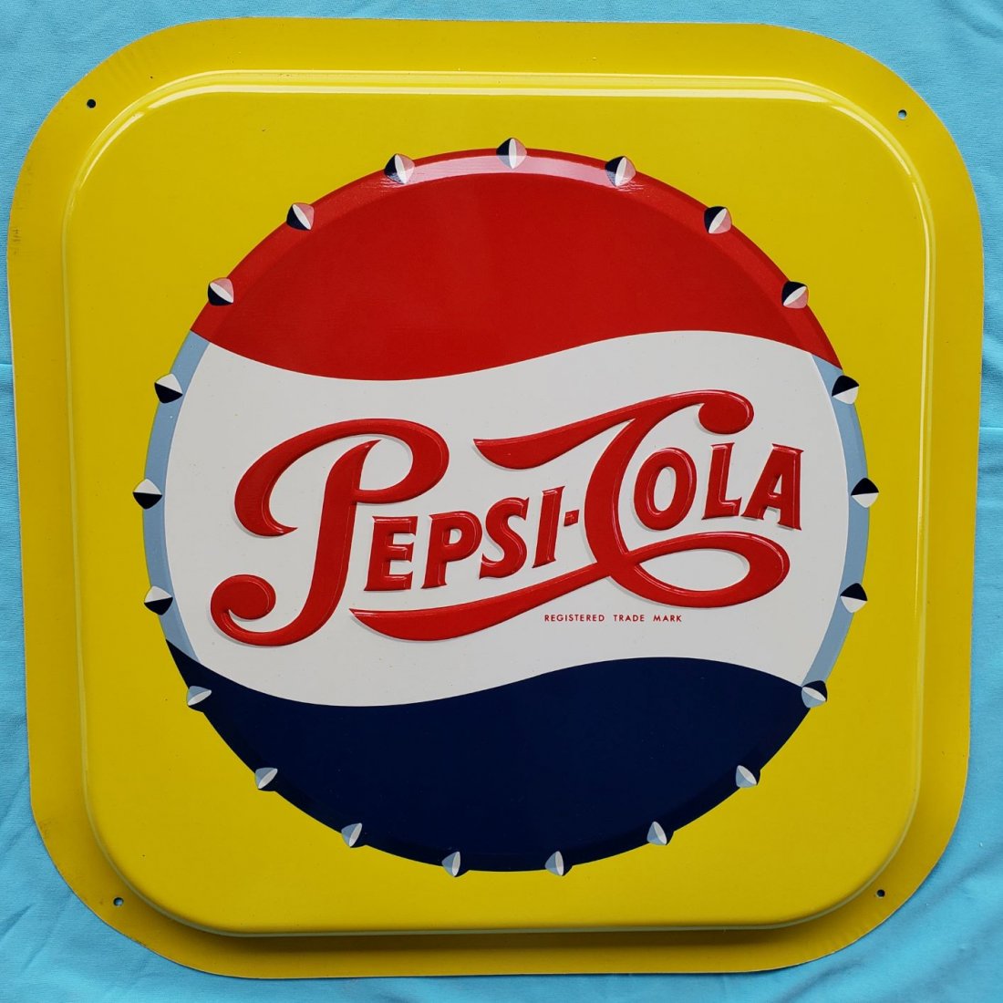 NOS Pepsi Cola Embossed Bottle Cap Sign (1 of 1)