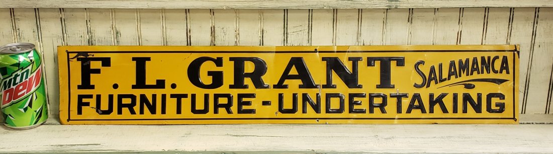 Embossed F. L. Grant Undertaker Tin Sign (1 of 1)