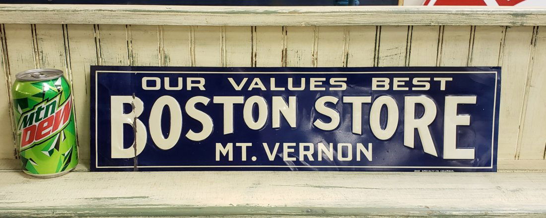 Embossed Boston Store Mt. Vernon Tin Sign (1 of 1)