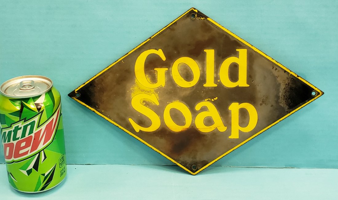 RARE Gold Soap Porcelain Diamond Sign (1 of 1)