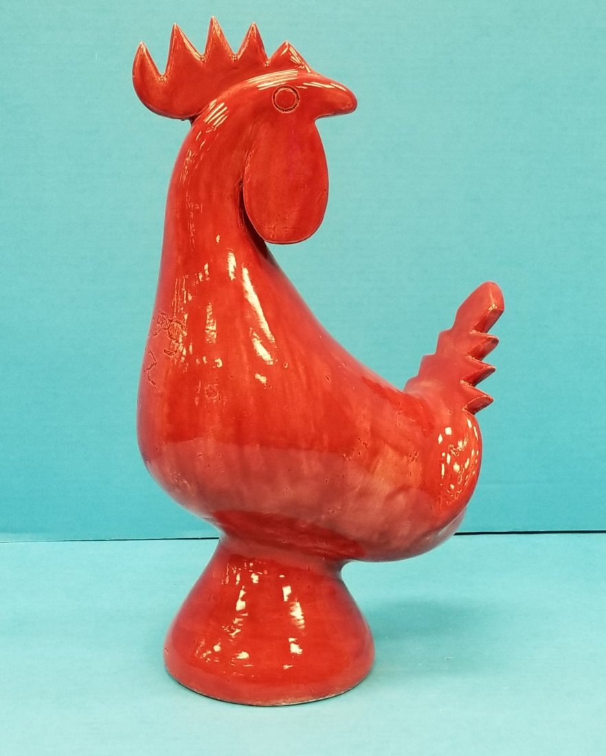 Edwin Meaders Nubs #2 Red Rooster Folk Pottery: 15.75"h Red rooster in excellent condition incised Nubs #2 on the front and Edwin Meaders 10-30-2010 on the bottom. PLEASE READ & UNDERSTAND THE PAYMENT & SHIPPING TERMS FOR THIS AUCTION PRIOR TO PLAC