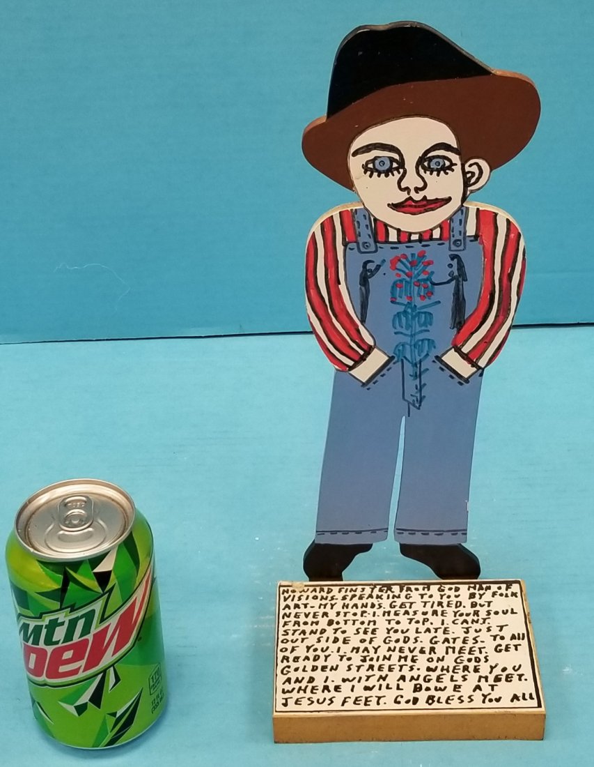 Howard Finster Elvis At 3 Years Old: 1999 #44,961 Signed, dated, titled and numbered. Paint on cut out board. Excellent condition 5" x 13". PLEASE READ & UNDERSTAND THE PAYMENT & SHIPPING TERMS FOR THIS AUCTION PRIOR TO PLACING BIDS.