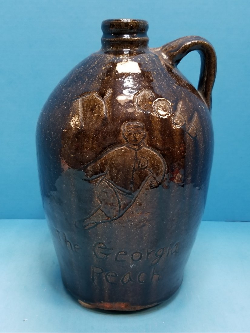 Chester Hewell Ty Cobb Jug: 11.5" Glazed jug inscribed with Ty Cobb The Georgia Peach on the front and Hooray For Cobb 367 AVE. 4191 Hits Royston on the back. Signed on the bottom. Excellent condition. PLEASE READ & UNDERSTAND T