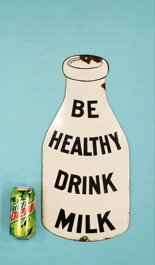 Porcelain Milk Bottle Sign Be Healthy Drink Milk (1 of 2)