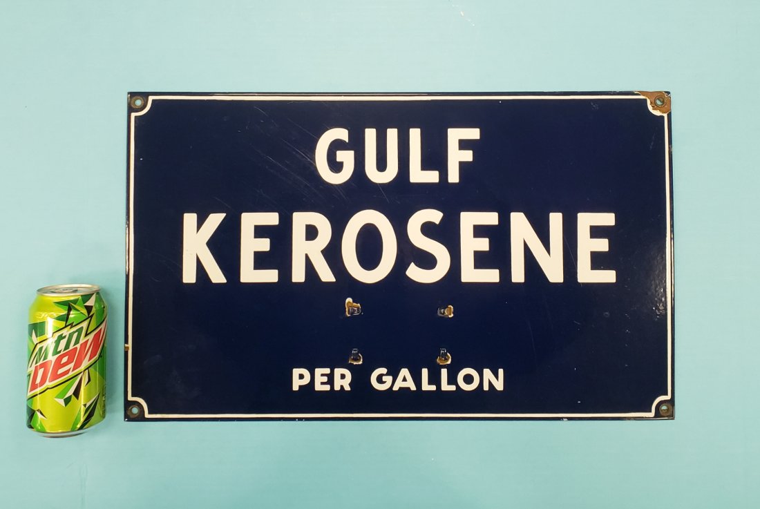 Porcelain Gulf Kerosene Price Sign (1 of 2)