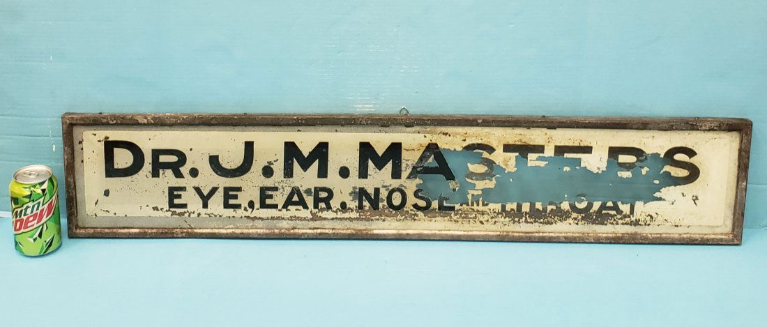 Dr. J. M. Masters Eye, Ear, Nose and Throat Glass Sign (1 of 1)