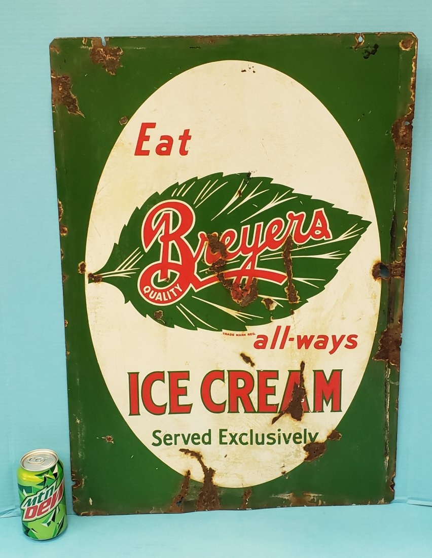 Porcelain Breyers Ice Cream double sided sign (1 of 2)