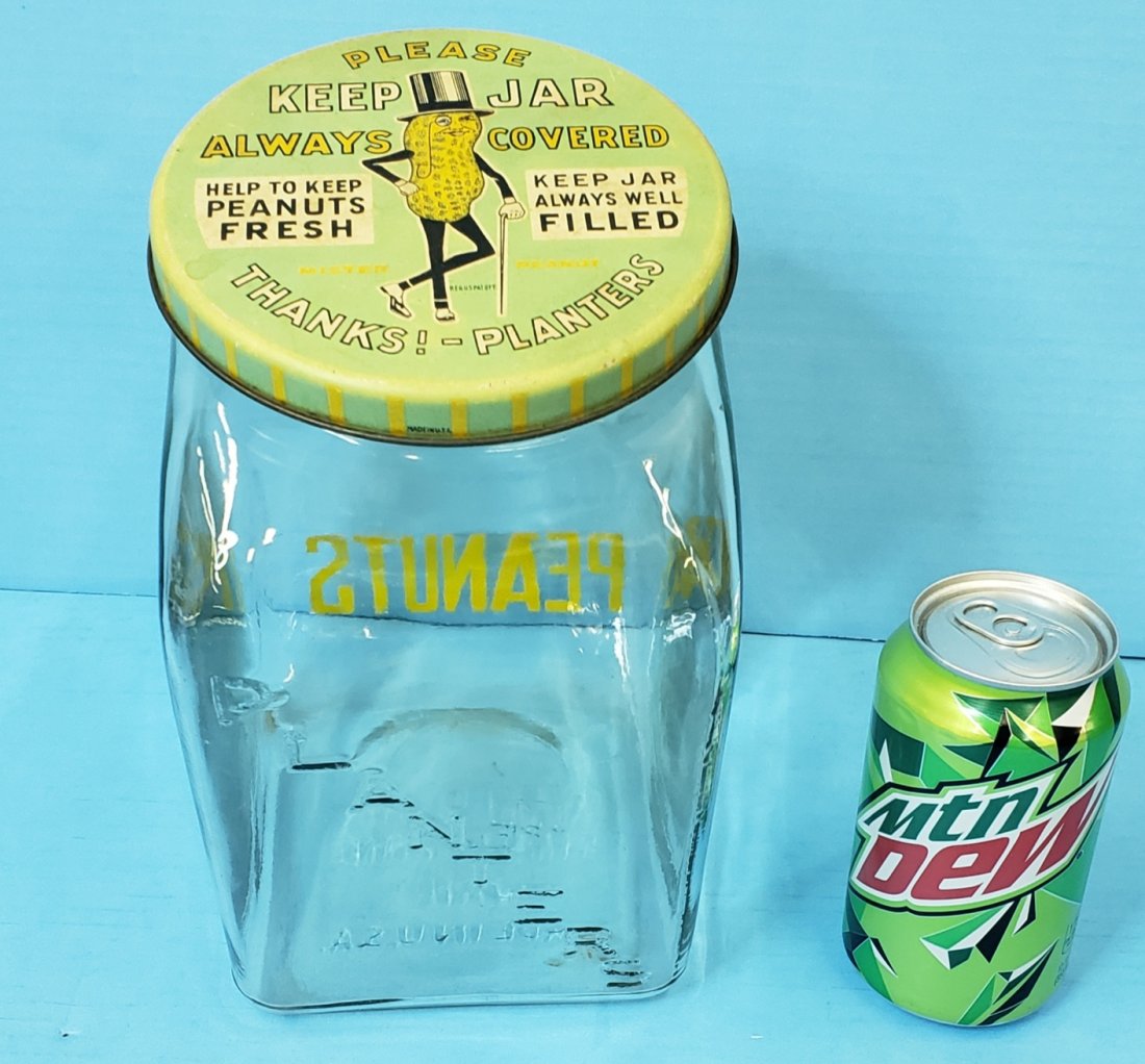 Embossed Planters Peanut Streamline Jar & Lid
