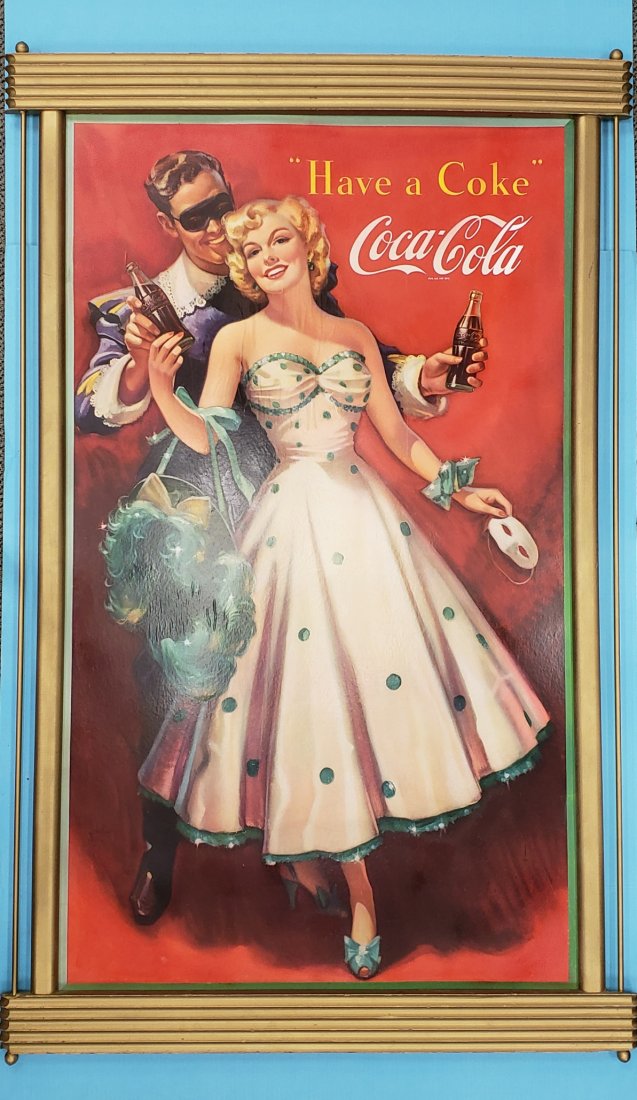 Coca Cola Sign Its Painter And His Mom >> 1949 Coca Cola Have A Coke Cardboard Sign W Wood Frame Coca Cola Sign Its Painter And His Mom >> 1949 Coca Cola Have A Coke Cardboard Sign W Wood Frame