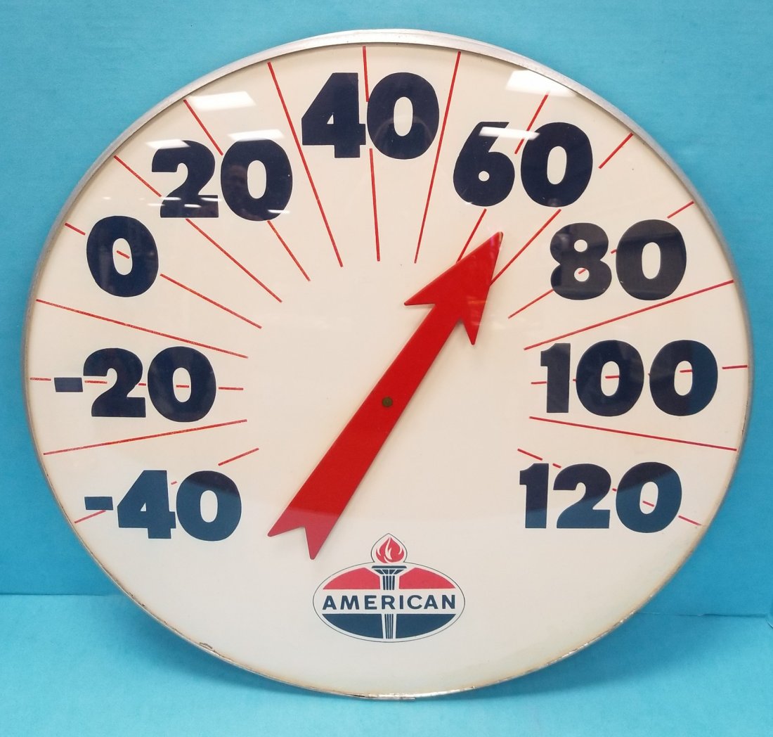 Large American Oil Company Round Thermometer (1 of 2)
