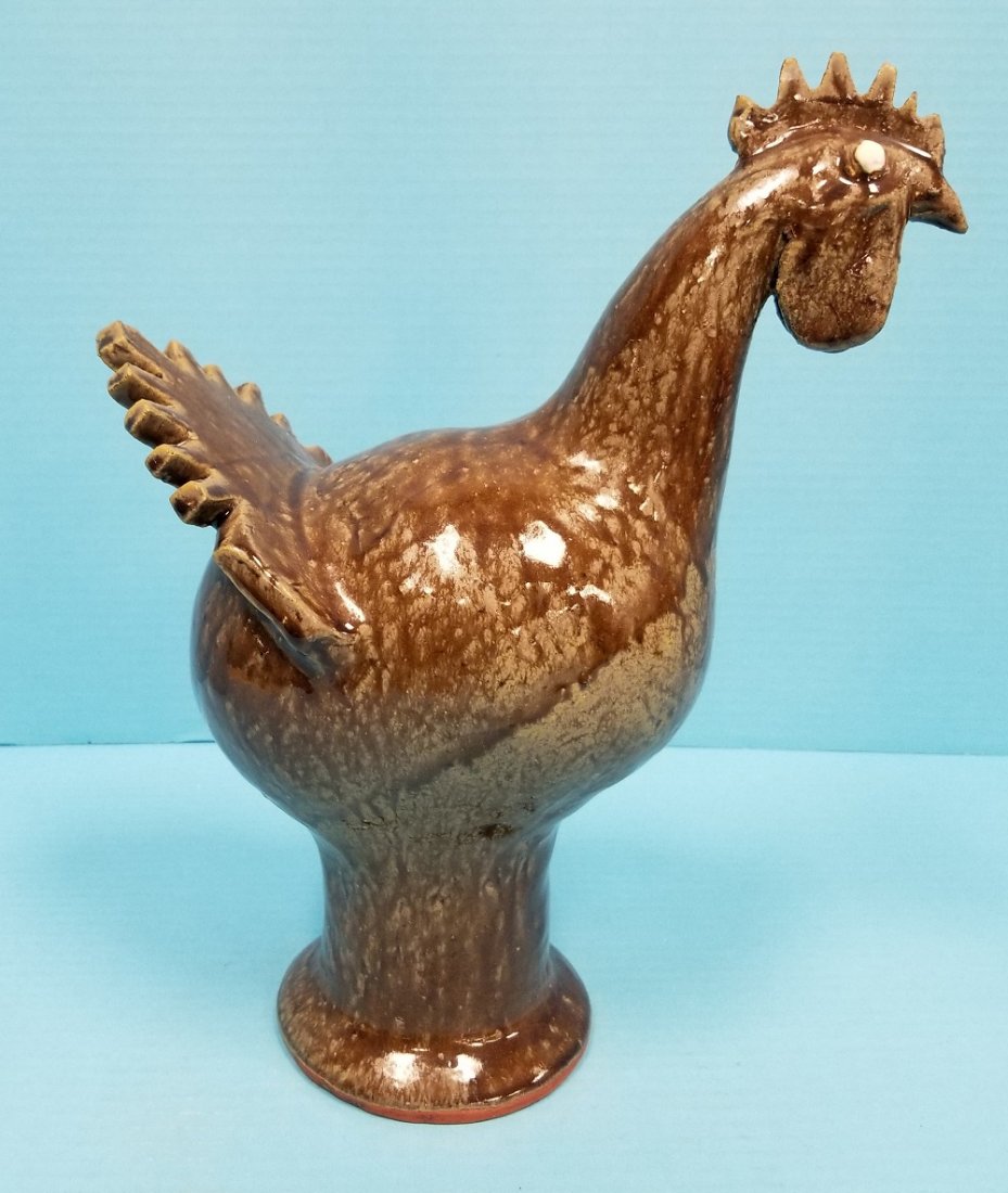 Reggie Meaders Rooster: 13" glazed rooster signed Reggie Meaders on bottom in excellent condition. PLEASE READ AND UNDERSTAND THE PAYMENT AND SHIPPING TERMS FOR THIS AUCTION PRIOR TO PLACING BIDS. ALL BIDDERS ARE BOUND TO TH