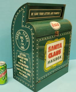 ESSO Service Station Santa Claus Letter Mailbox: An Original 1950's Santa Claus mailbox that was displayed at the local ESSO service station. Letters mailed in the mailbox would reach the kids postmarked from Santa. The mailbox comes with 5 differen