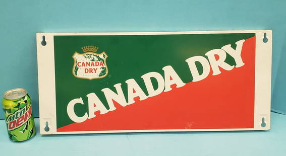 Canada Dry Rack Topper Sign: 23" x 10" metal rack topper sign in excellent condition with bright colors. PLEASE READ & UNDERSTAND THE PAYMENT & SHIPPING TERMS FOR THIS AUCTION PRIOR TO PLACING BIDS. ALL BIDDERS ARE BOUND TO THE