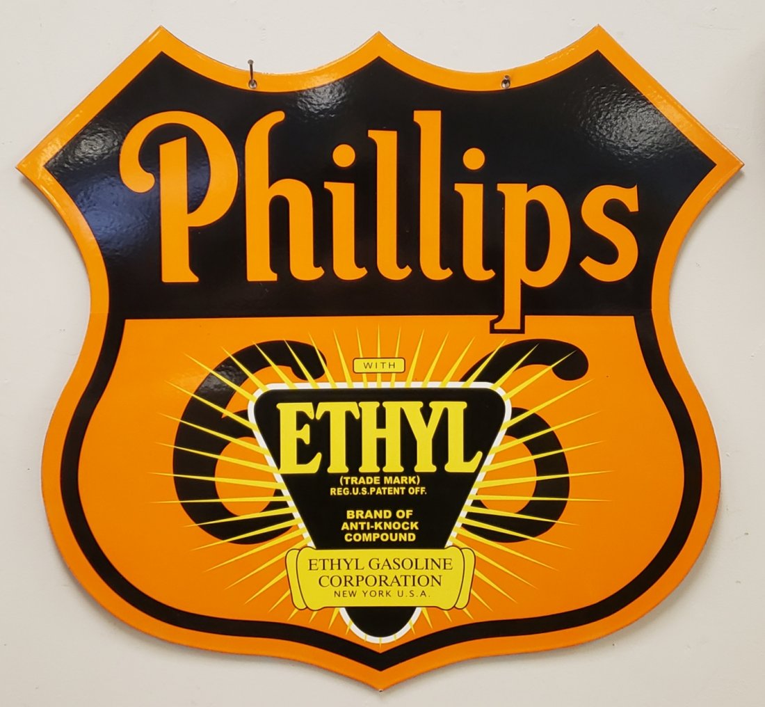 Phillips 66 ETHYL Double sided Porcelain sign (1 of 2)