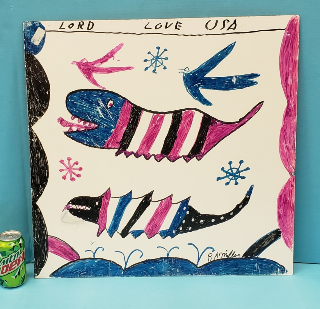 R. A. Miller Folk Art Painting Lord Love USA (1 of 1)