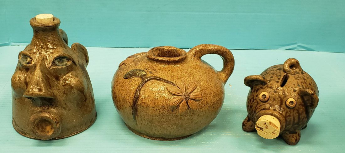 Turkey Mtn Pottery Face jug, pig, and pitcher (1 of 2)