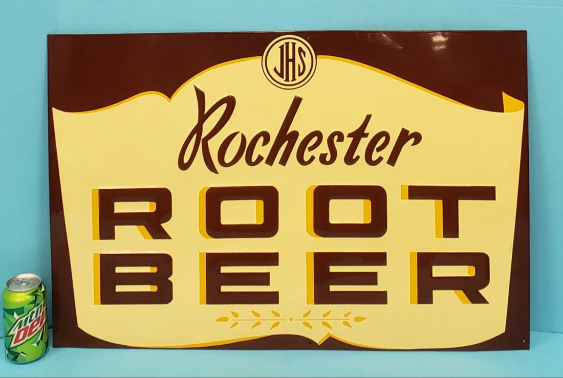 Rochester Root Beer Embossed Tin Sign (1 of 1)