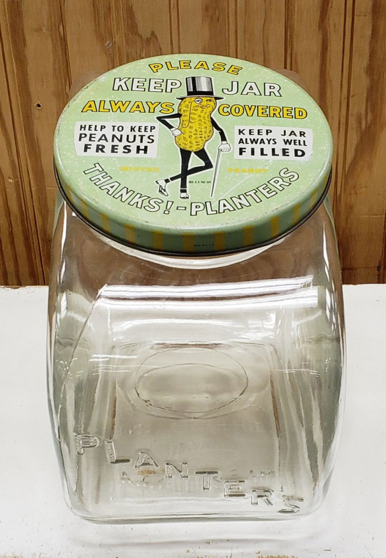 Original Planters Peanut Streamline Jar with metal lid (1 of 3)