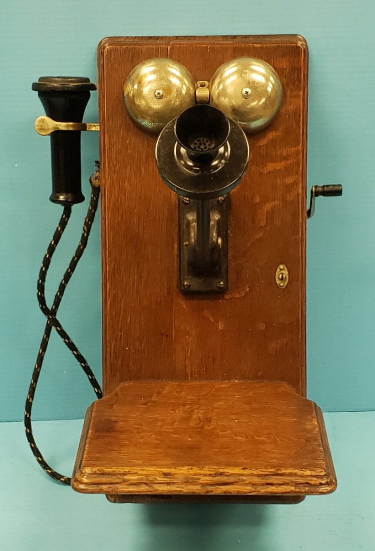 Western Electric Hand Crank Oak Telephone (1 of 6)