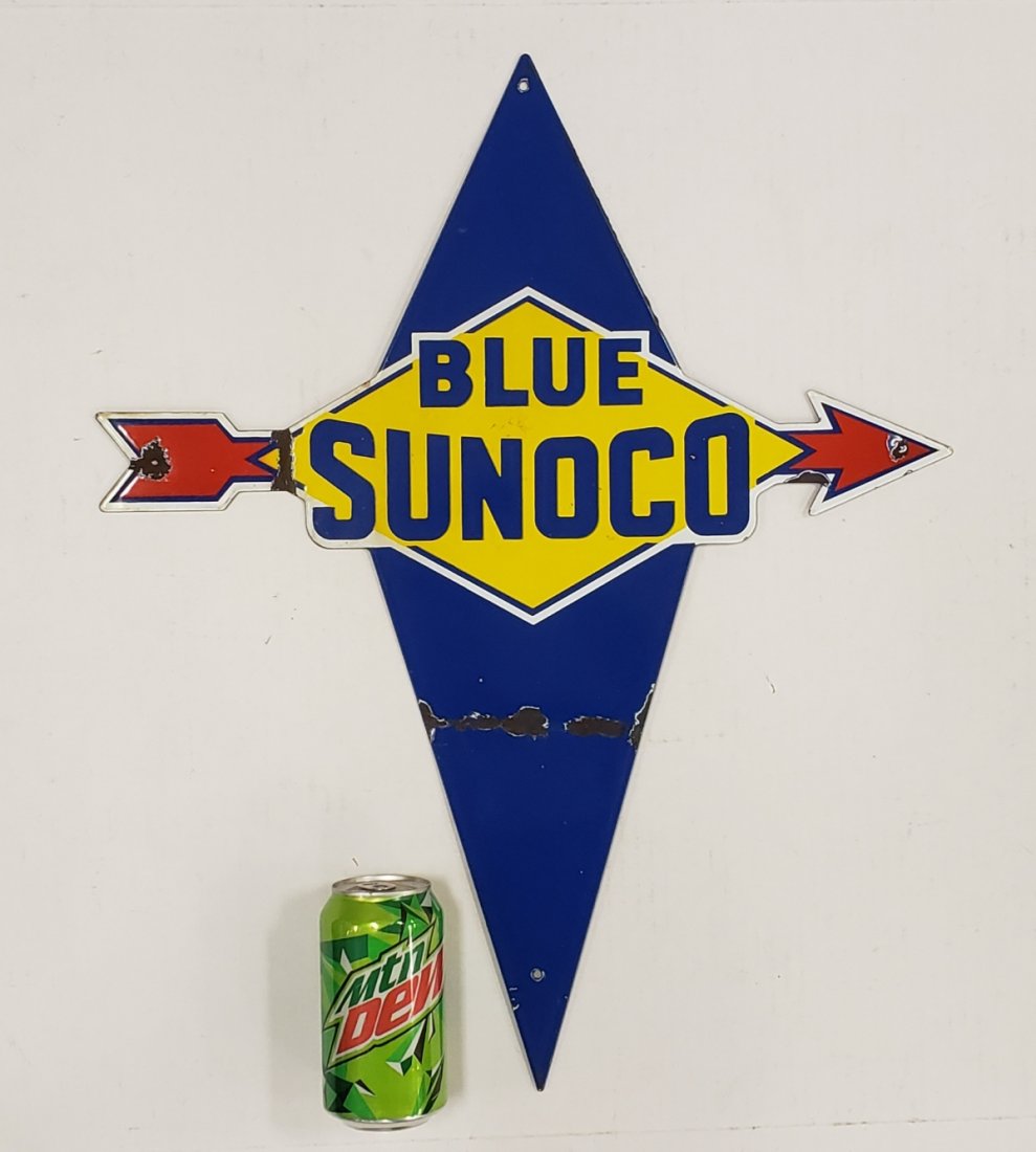 Porcelain Blue Sunoco Gas Pump Plate (1 of 2)