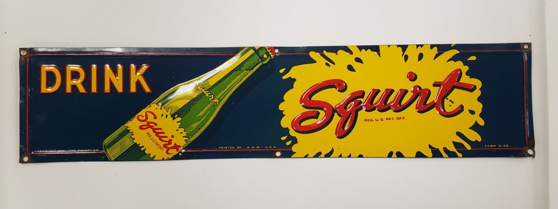 Drink Squirt Embossed Tin Push Sign (1 of 3)