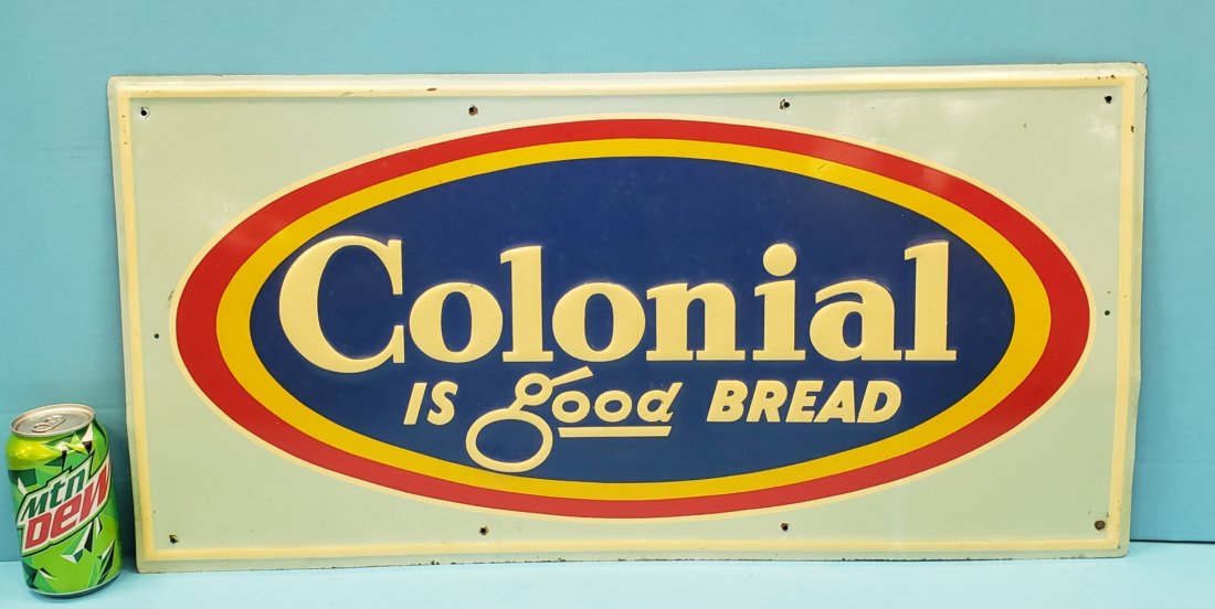 Colonial Bread Embossed Tin Sign (1 of 2)
