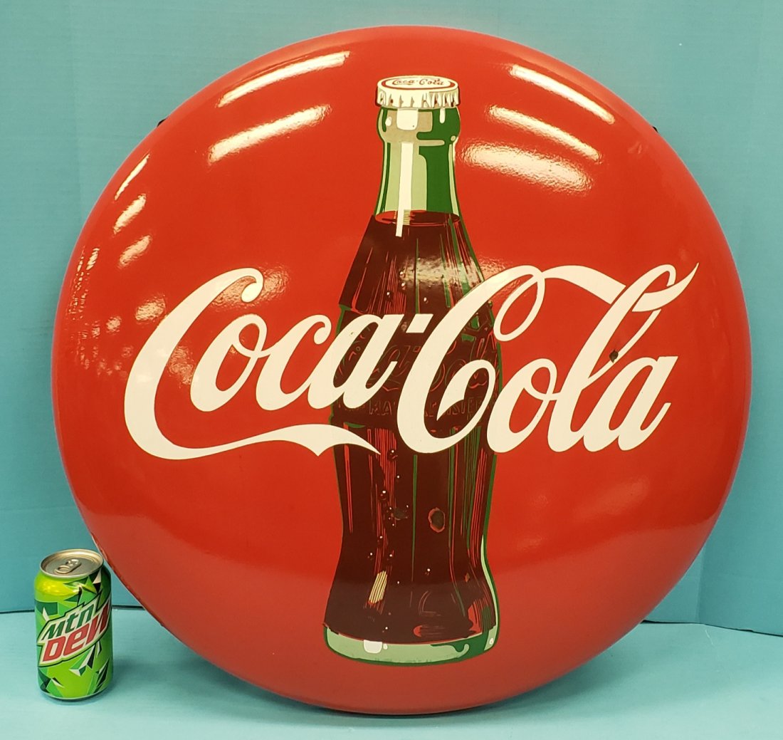24" Porcelain Coca Cola Button Sign (1 of 1)