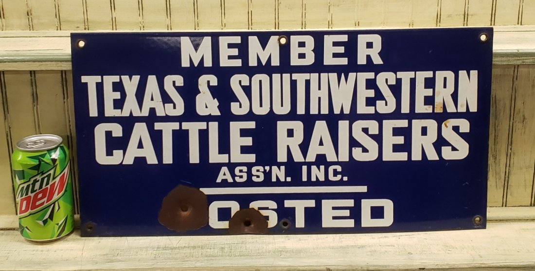 Porcelain Texas & Southwestern Cattle Raisers Sign (1 of 1)