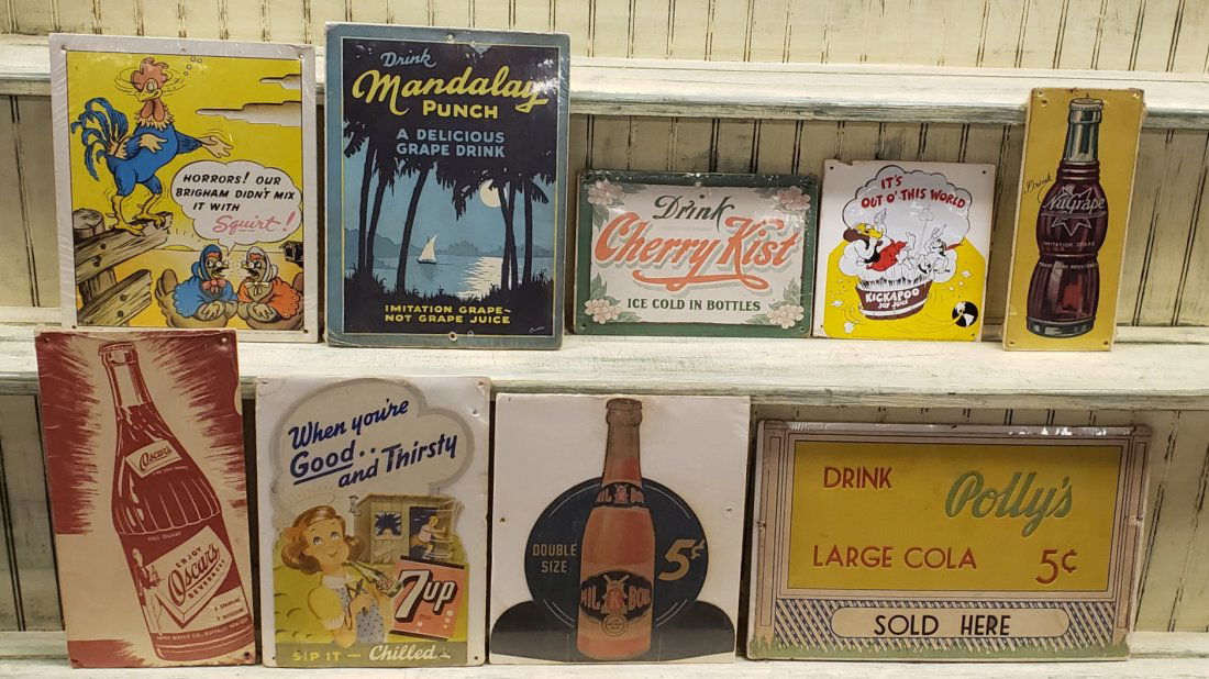 9 Scarce Vintage Soda Pop Cardboard Advertisments (1 of 5)