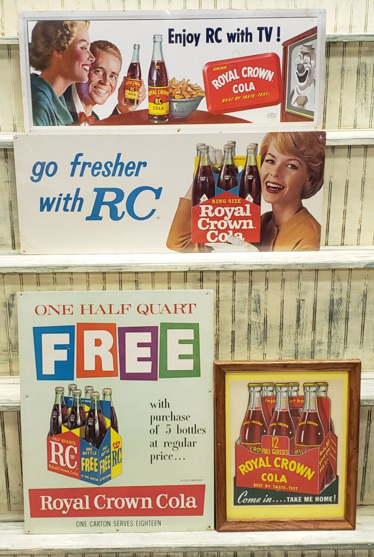 Lot of 4 Royal Crown Cola Signs & Window Decal (1 of 4)