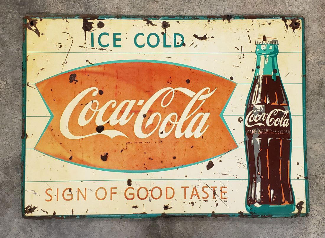 Coca Cola Fishtail Sign of Good Taste tin sign (1 of 1)