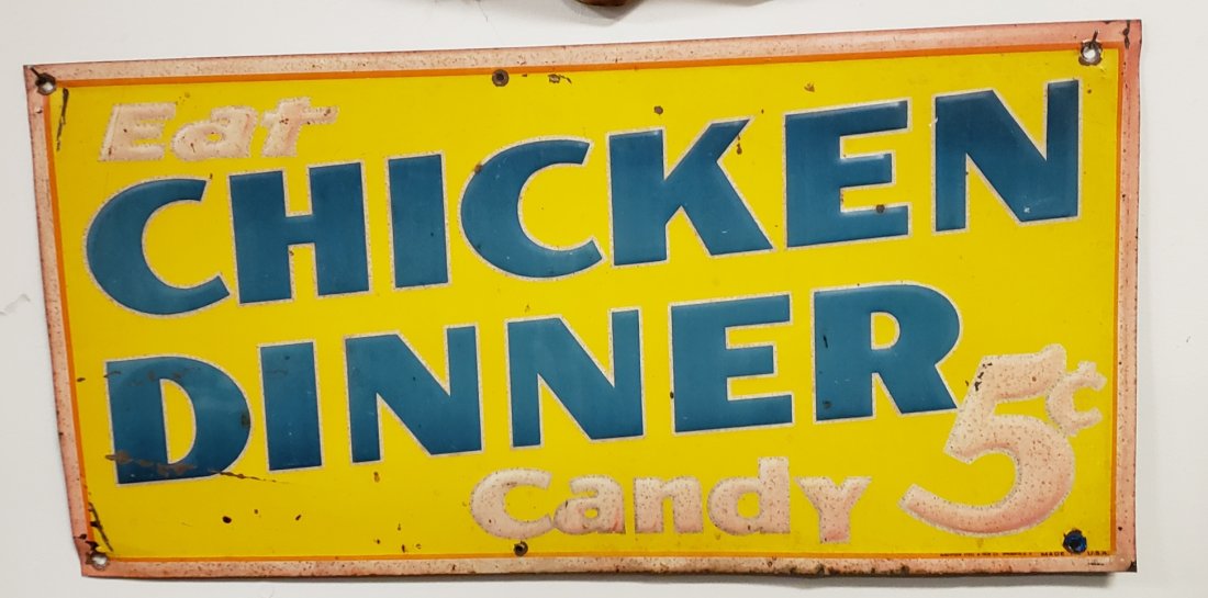 Eat Chicken Dinner Candy Embossed Tin Sign (1 of 1)