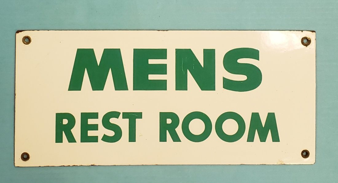 Porcelain Mens Rest Room sign (1 of 2)