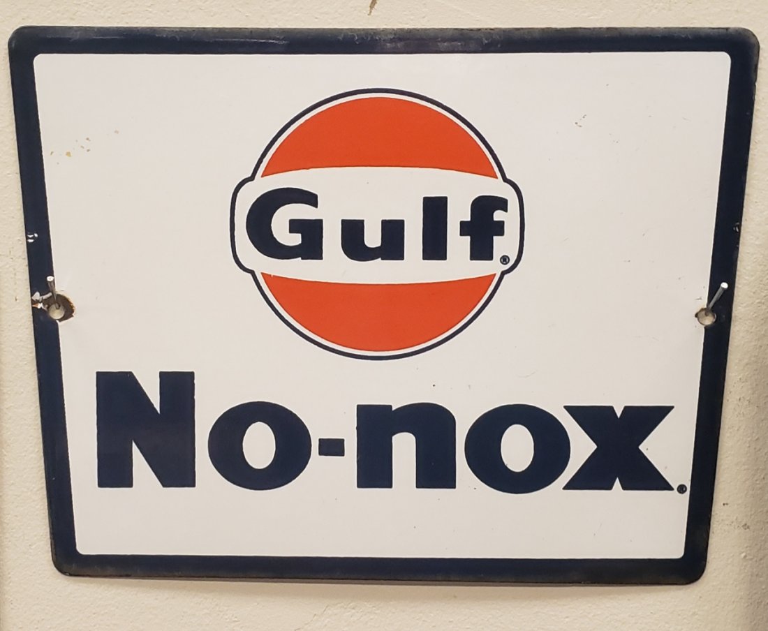 Porcelain Gulf Gas Pump Plate (1 of 1)