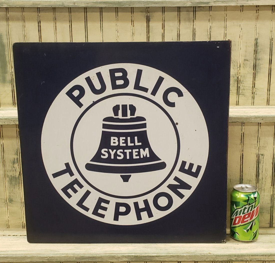 Porcelain Bell System Public Telephone Flange Sign (1 of 2)